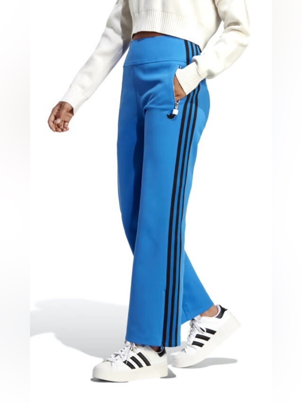NWT Adidas Originals Blue Bird Track Pants with Black 3 Stripe - Women’s Small